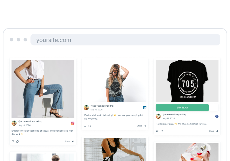 Social media feed wall embedded on a website with Juicer